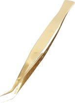 MEDLUXY Pro - Wimperpincet - 12 cm - Gehoekt - Fijn - Goud (Eyelash Tweezer - RVS Pincet voor Wimperextions - Nepwimpers)