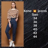 Dames jeans hoge taille met elastiek Donker blauw maat XL 48