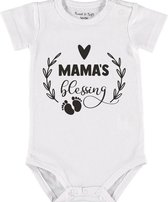 Baby Rompertje met tekst 'Mama's blessing' | Korte mouw l | wit zwart | maat 62/68 | cadeau | Kraamcadeau | Kraamkado