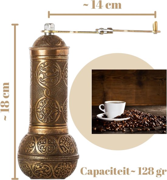 ACAR Vintage Koffiemolen | Handmatige | Instelbare Grofheid | Antiek Goud
