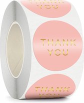 Thank you stickers - 500 stuks - 25 mm - Bedankt stickers - Small business packaging - Thank you stickers op rol - Sluitstickers - Sluitzegel - Verpakkingsmateriaal - Stickerrol - Roze/Goud