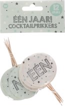 Eerste verjaardag cocktailprikkers | 12 stuks | Mintgroen en wit | Kinderfeestje | Versiering | Decoratie