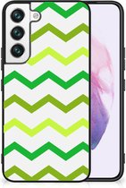 TPU Siliconen Hoesje met Foto Geschikt voor Samsung Galaxy S22 Telefoonhoesje met Zwarte rand Zigzag Groen