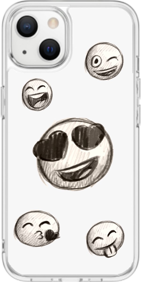 Apple Iphone 13 Mini transparant siliconen Emoticons *LET OP JUISTE MODEL*