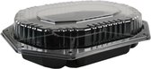 Cateringschaal, serveerschaal, incl. deksel, PS, 8-hoekig, 7-vaks, 335x250x45mm, zwart