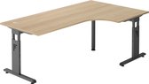 MEGA 82 G | Bureau - Hout 200 x 120 C-Voet Zwart Tafelhoogte I In hoogte verstelbaar Eiken/Grafiet