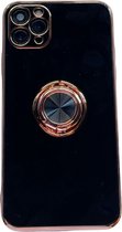 iPhone 12 Pro Max hoesje met ring - Kickstand - iPhone - Goud detail - Handig - Hoesje met ring - 5 verschillende kleuren - zalm roze - Grijs/blauw - Donker groen - Zwart - Paars