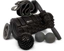 Q’ualife® Foam Roller – Massage Roller – Massage bal – Fitness – Yoga – Fascia – Bindweefsel – 5 delige set – Zwart