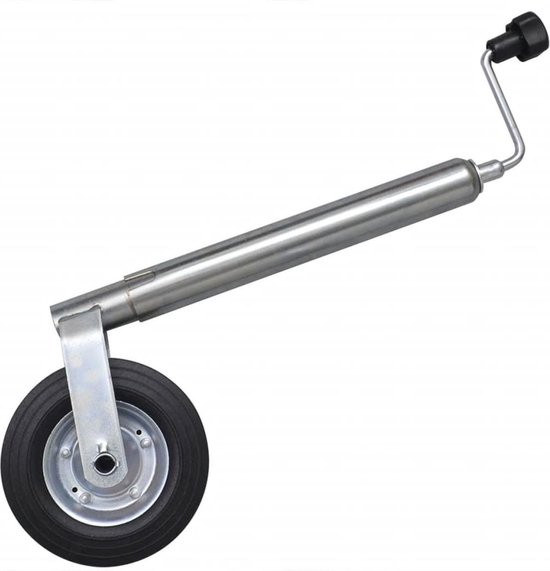 Roue jockey 48mm jante métal pneu caoutchouc 200x50mm.