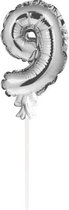 Taart Folieballon zilver "9" 15 cm