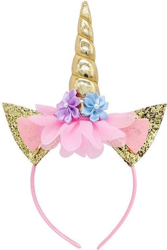 Joya® Robe d'habillage licorne rose | Déguisement Unicorn | Robe de princesse Dress Up Dress + Bandeau | Taille 104-110 (110)