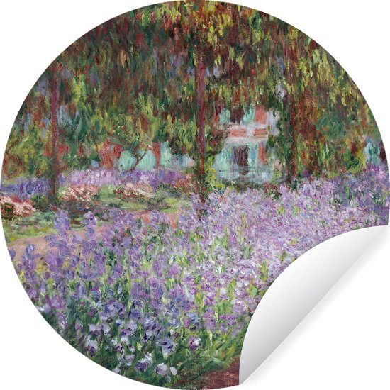 WallCircle - Muurstickers - Behangcirkel - De tuin van de kunstenaar te Giverny - Schilderij van Claude Monet - 120x120 cm - Muurcirkel - Zelfklevend - Ronde Behangsticker XXL