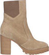 Sacha - Dames - Beige enkellaarsjes met blokhak - Maat 42