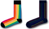 Fun sokken - set van 2 paar regenboog / strepen sokken - LHBTI sokken - maat 40 tot 46