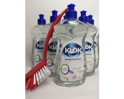 Klok - Afwasmiddel - 500 ml - Extra Care - ECO - 0% parfum - 0% Kleurstof - Huidvriendelijk - Voordeelset 6 x 500 ml + Gratis Afwasborstel !!