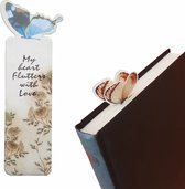 Boekenlegger Vlinder & Bloem – Bladwijzer - Bookmark – Kaartje – Classic Blauw - Kleine Cadeautjes
