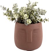 Lucy’s Living Luxe Bloempot FACE Clay Brown - ø 12.5 x 14 cm – hotel chique - binnen ––– accessoires – tuin – decoratie – bloemen – mat – glans – industrieel - droogbloemen