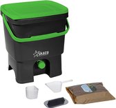Skaza Bokashi Organko keukencompostbak van gerecycleerd plastic |16 L| Starter Setbvoor keukenafval en compostering | met EM zemelen 1 kg | Zwart groen
