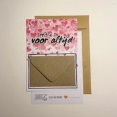 Geldkaart met mini Envelopje -> Liefde Valentijnsdag – No: 05 (Jij+ik=altijd-Hartjes regen) - LeuksteKaartjes.nl by xMar