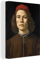 Canvas Schilderij Portret van een jongeman - schilderij van Sandro Botticelli - 60x80 cm - Wanddecoratie
