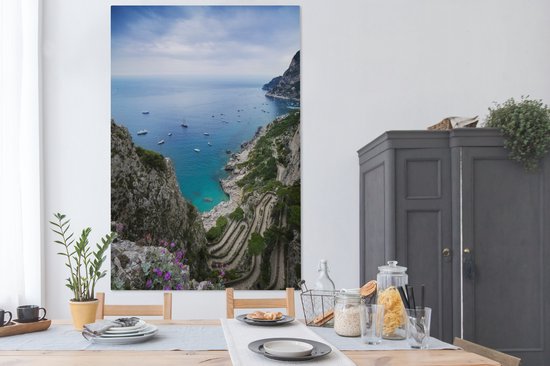 Toile Peinture Via Krupp sur l'île de Capri - 120x180 cm - Décoration murale XXL