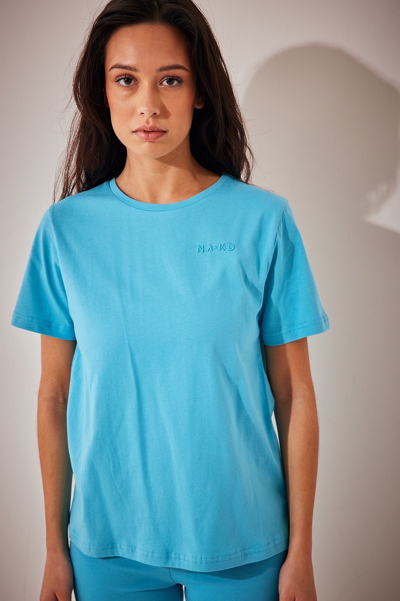 na-kd Organic Logo Basic Dames T-shirt - Maat Small