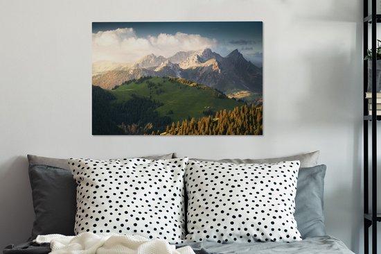 Tableau sur toile Vue sur les Alpes suisses - 90x60 cm - Décoration murale