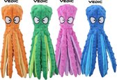 VEDIC® - Jouet en peluche pour Chiens Octopus Lot de 4 - Jouets Squeak couineur - Geen remplissage - 32CM - Vert/ Blauw/ Oranje/Rose