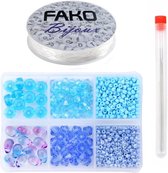 Fako Bijoux® - DIY Kralen Set - Glas Kralen Set - Glaskralen - Sieraden Maken - 698 Stuks - Blauw
