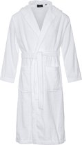 Badstof badjas met capuchon – lang model – unisex – badjas dames – badjas heren – sauna – wit - S/M