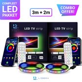 Lideka® - USB LED strip Voor TV - Pakket van 2+3 Meter - RGB - Zelfklevend - Light Strips - Licht Strip - Led Verlichting