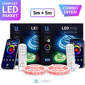 Lideka® - LED strip Bluetooth - 5 + 5 Meter - RGB - Incl. App Telefoon - Afstandsbediening - Light Strips - Licht Strip - Led Verlichting