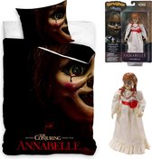 Dekbedovertrek Annabelle- Horror- Pop- Halloween- 1 persoons- katoen- griezelig dekbed- slaapkamer-  incl. Gave Deco pop Annabelle 18 cm