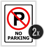 Borden | Pictogram | Klein | "No parking" | Verboden te parkeren | Parkeerverbod | Forex | Engelstalig | Engels | English | 19 x 25 cm | 2 stuks