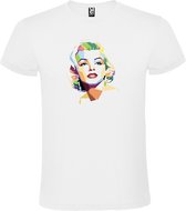 Wit t-shirt met prachtige kleurrijke Marilyn Monroe als print Size S