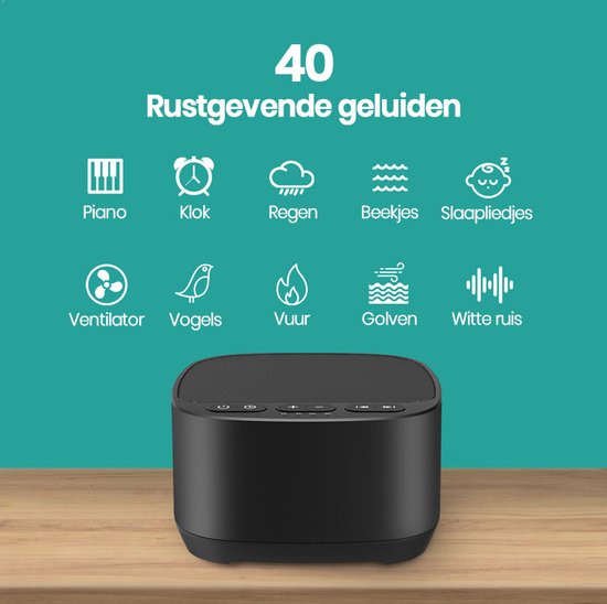 White Noise Machine voor Volwassenen en Baby - Witte ruis - Slaaphulp - 40 Rustgevende Geluiden