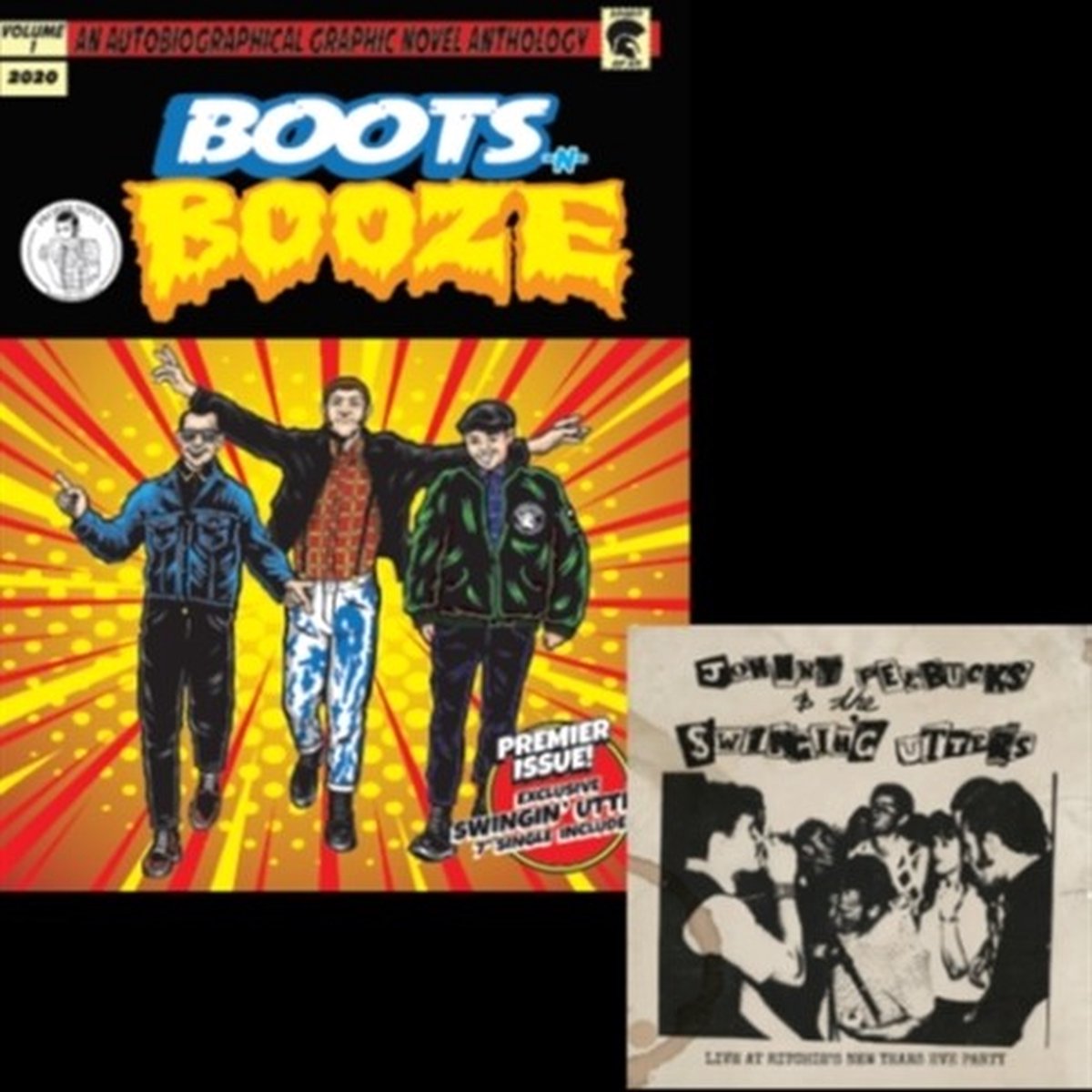 Swingin' Utters - (Black) Boots N Booze Comic (7" Single)