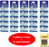 CR2430 Lithium 3 Volt Knoopcel Batterij - 5x5 strips - 25 stuks knoopcel batterijen