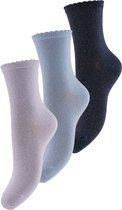 Pieces dames sokken 3-pack - Blauw/Lila/Donkerblauw - 38