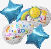 Baby boy happy birthday 1 jaar ballonnen set-Verjaardag-themafeest-jongen-1+1 Gratis!!!