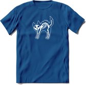 SKKKaleton - Katten T-Shirt Kleding Cadeau | Dames - Heren - Unisex | Kat / Dieren shirt | Grappig Verjaardag kado | Tshirt Met Print | - Donker Blauw - 3XL