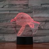3D Led Lamp Met Gravering - RGB 7 Kleuren - Schildpad