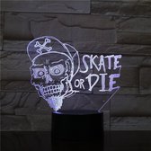 3D Led Lamp Met Gravering - RGB 7 Kleuren - Skate Or Die