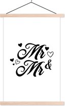 Porte-affiche avec affiche - Affiche scolaire - Citations - Se marier - 'Mr & Mr' - Proverbes - 120x180 cm - lattes vierges