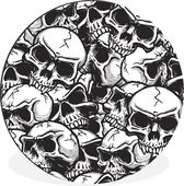 WallCircle - Wandcirkel - Muurcirkel - Een patroon illustratie van schedels - Aluminium - Dibond - ⌀ 90 cm - Binnen en Buiten