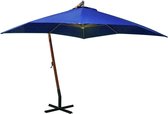 Zweefparasol met paal 3x3 m massief vurenhout azuurblauw