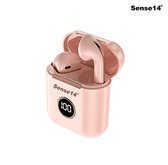 Sense14 X1 - Complete Draadloze Oordopjes - PINK - In-ear Oordopjes  – Earbuds – Bluetooth Oortjes – Zweetbestendig – Draadloze Oortjes - 20 uur Luistertijd - LED-screen