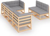 vidaXL 7-delige Loungeset met kussens massief grenenhout