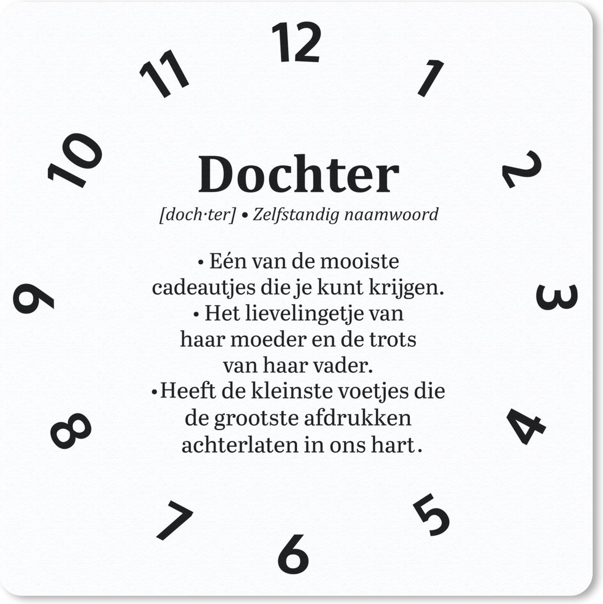 Muismat 20x20 cm - Mousepad Dochter - Klok - Quotes - Definitie - Spreuken - Cadeau - Muismatten