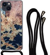 Telefoonkoord - Telefoonketting - Telefoonhoesje Geschikt voor iPhone 13 Mini - Roest print - Verf - Platen - Siliconen - Crossbody - Telefoonhoesje met koord